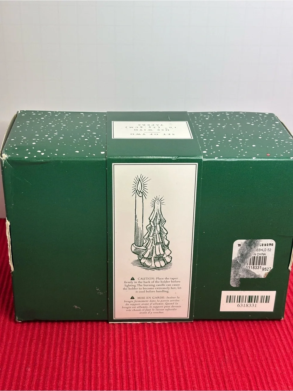 Williams Sonoma Clear Glass Holiday Tree Taper Holders, Set of 2